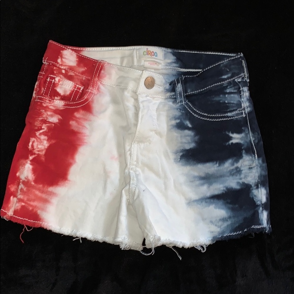 Tie dye jean shorts